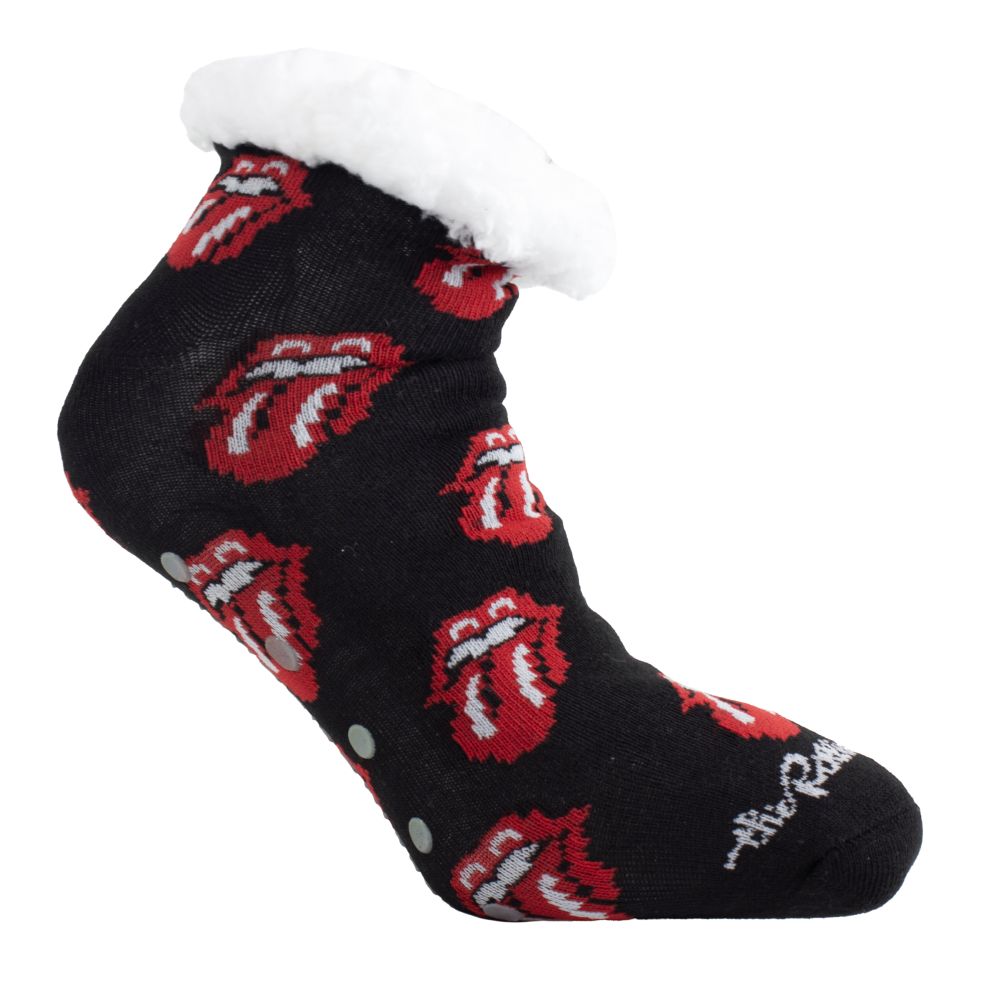 The Rolling Stones - Tongue Women?S Fuzzy Crew Sokken - Zwart